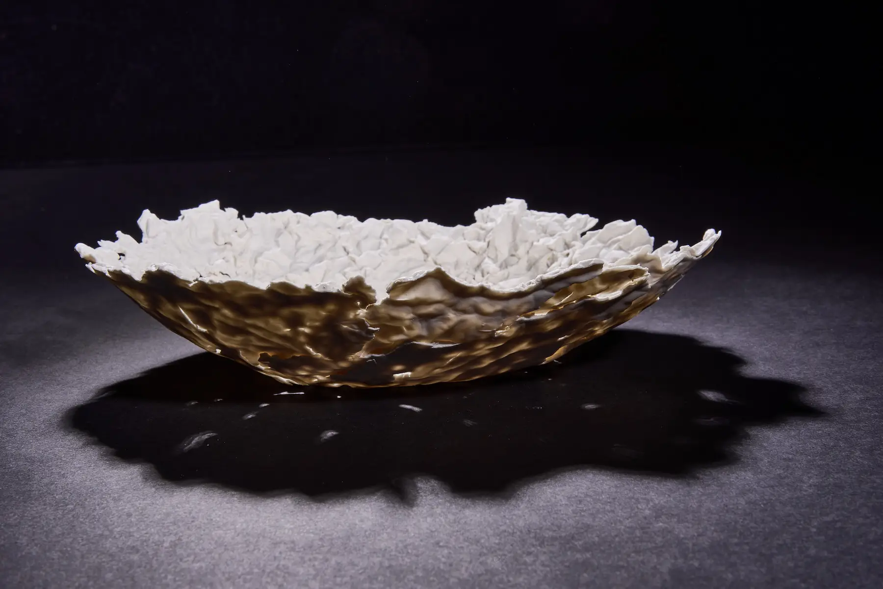 Crumpled Vessel — Screwed Up, hand-built porcelain bowls formed to resemble crumpled paper. Studio Willis.